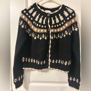 Black and Brown Women's cropped Cardigan, wool blend, size XS